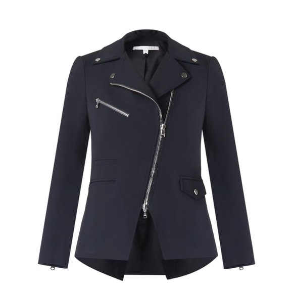 Veronica Beard Scuba Hadley Moto Jacket Sz 2 Black Wrinkle-resistant Stretch - Picture 3 of 10